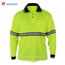 Wholesale Guaranteed Quality 100% Polyester Safety T-shirt Long Sleeve Hi Vis Reflective Polo Shirts with Pen Pocket